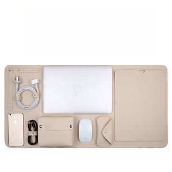 Capa 5 em 1 CO-Phénix para MacBook Pro 13.3 ''| Bolsa interior | Enrolador de cabos | Caixa de alimentação | Bolsa para Rato | Tapete para Rato | Amêndoa - 1