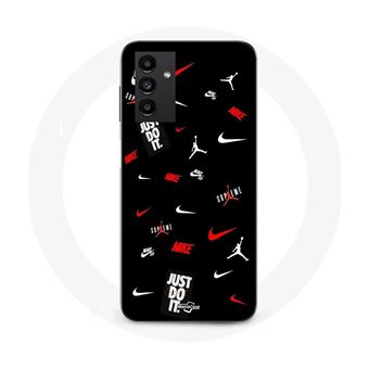 Capa Maniacase para Samsung Galaxy A14 5G Nike Jordan Branco Vermelho Fundo Preto - 1