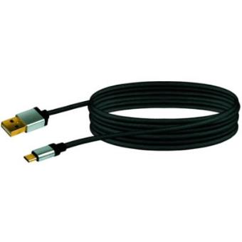 Cabo USB Schwaiger 3m USB 2.0 A - Micro-B Preto e Prateado