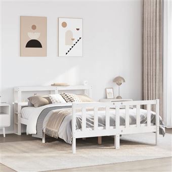 Cama sem Colchão vidaXL | 120x200 cm | madeira de pinho maciça branco - 1