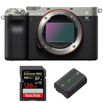 Câmara Sony Alpha a7C Corpo Silver + SanDisk 128GB Extreme PRO UHS-II SDXC 300 MB/s + Sony NP-FZ100 - Silver - 1