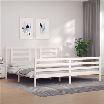 Estrutura de cama Super King Size com cabeceira vidaXL | madeira branco - 1