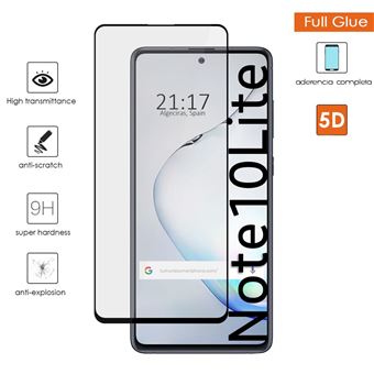 Protetor Tumundosmartphone de vidro temperado preto com cola completa 5D para Samsung Galaxy Note 10 Lite - 1