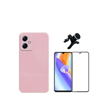 Kit Película de Vidro Temperado GorilasGlass + Capa Proteção Traseira Silicone + Suporte Magnético com Pernas GIFT4ME para Xiaomi Redmi 13C 5G - Rosa - 1