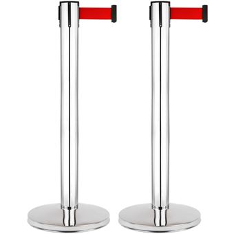 Poste Separador PrimeMatik | 2 Peças em Aço Inoxidável com Fita Extensível | 3 m | 320 x 63 x 910 mm - 1