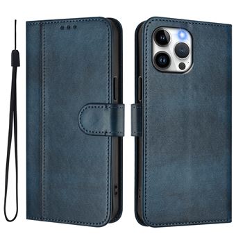 Capa FOXDOCK para iPhone 13 Pro Max | Estilo Vintage | TPU com Textura de Pele Antiderrapante | Compartimentos para Cartões e Suporte | Azul - 1