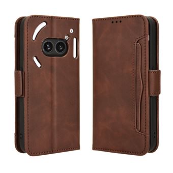 Capa FOXDOCK Protetora para Nothing Phone 2A | Suporte e Flip de couro PU | À Prova de Choque | Castanho - 1