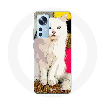 Capa Maniacase para Xiaomimi 12 / 12X Turco de Van Gato Branco A Olhos Azul E Amarelo - 1