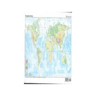 Paq/50 Mapas Planisferio Físico Mudos En Color - 1