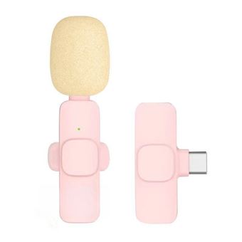 Microfone Lapela sem fios CO-Phénix | Type-C | para Vlogs, Tiktok, YouTube, Streaming, Vídeo | Rosa - 1