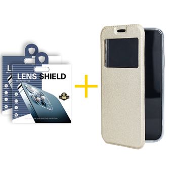 Pack 2 x Película de Câmara + Capa skyhe para Apple iPhone 13 Pro Max Gandy Flip Cover Dourado - 1