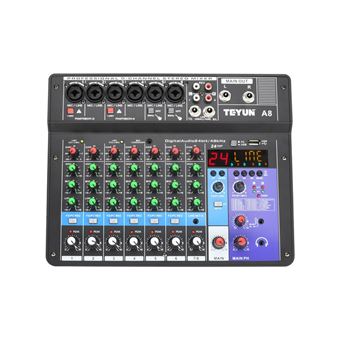 Mesa de Mistura de 8 Canais Goeik com Suporte Bluetooth | 48V - Preto - 1