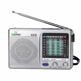 Mini Rádio Portátil 9 Bandas com Altifalantes Incorporados New Sciense KK9 | Cinzento - 1