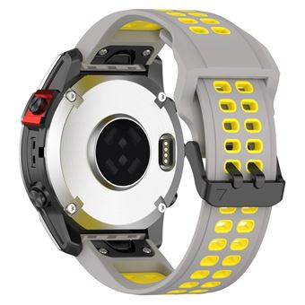 Bracelete de Silicone 26 mm, liberação rápida com fivela de dois orifícios Magunivers para Garmin Enduro/Fenix 7X/7X Solar/COROS VERTIX 2 - Cinzento/amarelo - 1