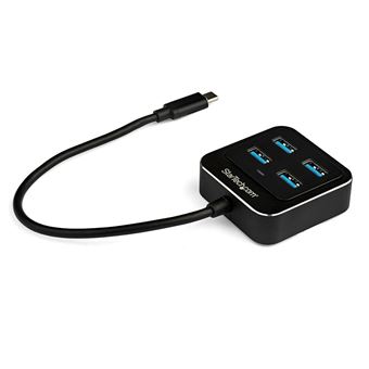 Hub de Interface StarTech.com Concentrador USB-C de 4 portas - 4x USB-A - Preto | Preto - 1
