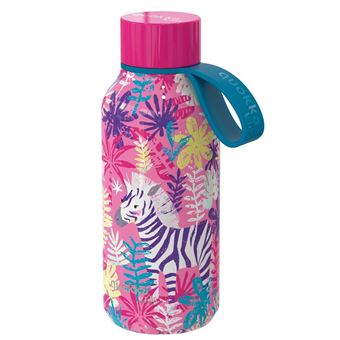 Garrafa Térmica Infantil Quokka Solid Kids | 330 ml | com Alça | Estampa Zebra | Rosa - 1