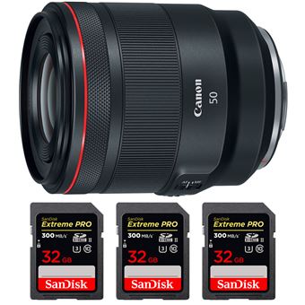 Canon RF 50mm f/1.2L USM + 3 SanDisk 32GB Extreme PRO UHS-II 300 MB/s + PDF 15 Técnicas para Melhorar as suas Fotografias - 1