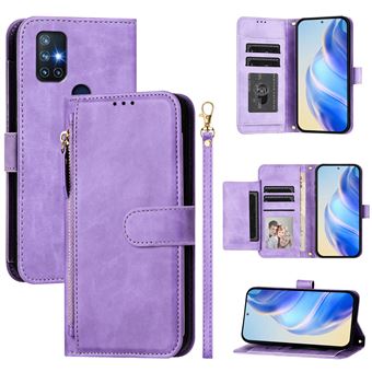 Capa FOXDOCK para OnePlus Nord N10 5G | Pele PU com Fecho | Porta-Cartões | Alça de Mão | Roxo - 1
