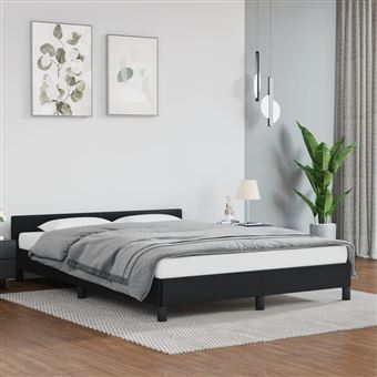 Estrutura de Cama com Cabeceira Sem Colchão vidaXL | 140x190 cm | preto - 1