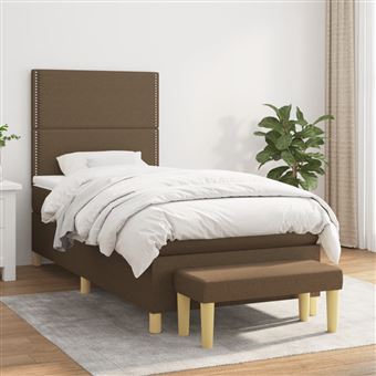 Cama com Molas e Colchão vidaXL | 90x190 cm | tecido castanho-escuro - 1