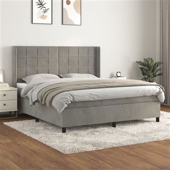 Cama com molas e colchão vidaXL | 180x200 cm | veludo cinzento-claro - 1
