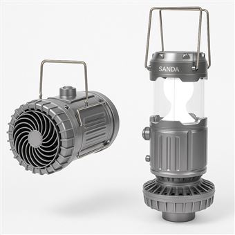 Lanterna LED com Ventoinha Dobrável e Painel Solar SANDA SD-5767 | Cinza - 1