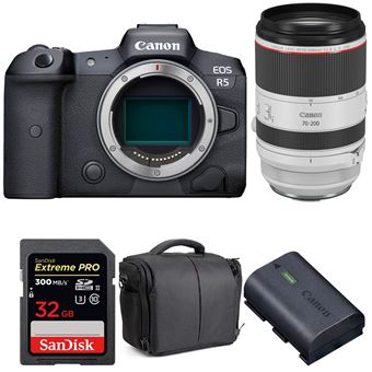 Máquina Fotográfica Canon EOS R5 + RF 70-200mm f/2.8L IS USM + SanDisk 32GB UHS-II SDXC 300 MB/s + Canon LP-E6NH + Bolsa + PDF 15 técnicas para melhorar as suas fotografias - 1
