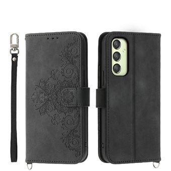 Capa ZURSANA para Samsung Galaxy A25 | Pele com Fecho de Encaixe para Colar + Cordão em Pele | Preto - 1