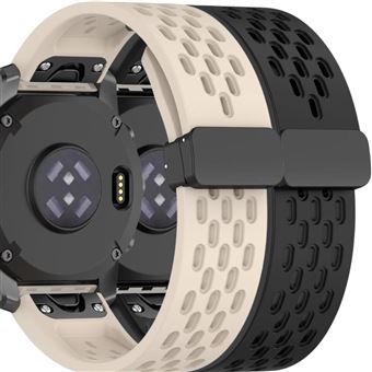 Pack 2x Bracelete Antiimpacto SnapFlow para Garmin Fenix 6 Pro Solar Marfim e Preto - 1