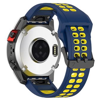 Bracelete de Silicone 26 mm, duas cores, liberação rápida com fivela de dois orifícios Magunivers para Garmin Enduro/Fenix 7X/7X Solar/COROS VERTIX 2 - azul/amarelo - 1