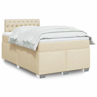 Cama boxspring com colchão vidaXL | 120x190 cm | tecido cor creme - 1