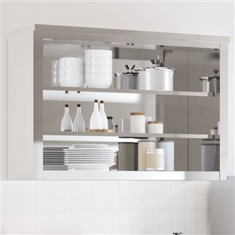 Armário de parede para cozinha vidaXL | com prateleiras aço inoxidável - 1