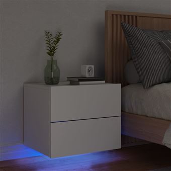 Mesa de cabeceira de parede com luzes LED vidaXL | branco - 1