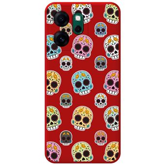 Capa Tumundosmartphone de silicone líquido vermelha para Oppo Reno 14 FS / 14FS 5G | Catrina Design Drawings - 1