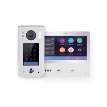 Kit Ennio | Monitor PRO80 (WIFI) + Posto Externo com Câmara 170º | Acesso por PIN - Prateado/Branco - 1
