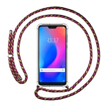 Capa Tumundosmartphone Suspensa Transparente para Xiaomi Redmi 6 Pro / Mi A2 Lite com Cordão Rosa / Dourado - 1