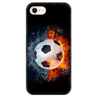 Capa Hapdey para iPhone 7 - 8 Design Bola de Futebol com Fogo e Água em Silicone Flexível e TPU Preto