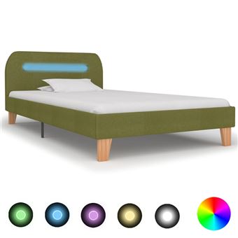 Estrutura de Cama vidaXL com LEDS em Tecido 90X200 cm Verde - 1