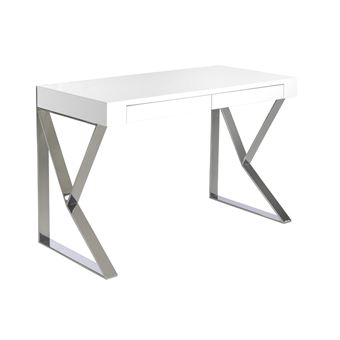 Mesa de Escritório Angel Cerda 3014 com Duas Gavetas Simples | Mdf Lacado Branco Brilhante | 76 x 120 x 61 cm - 1