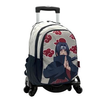Mochila Primária DAM Naruto Itachi com Duplo Compartimento + Carrinho com Proteção Lateral e Batente Frontal |  31x18x42 cm - 1
