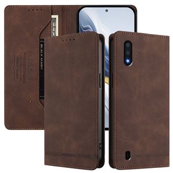 Capa FOXDOCK Tipo Carteira Flip para Samsung Galaxy A01 com Bloqueio RFID | Fecho Magnético | Pele PU  | Castanho - 1