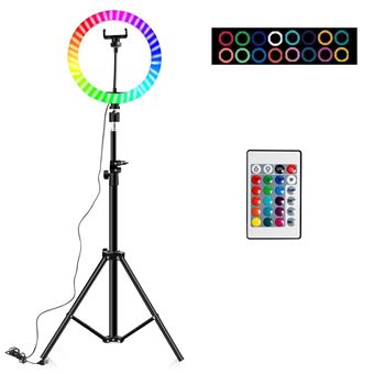 Ring Light Yizhestudio | Anel 26 cm | Tripé Extensível até 160 cm | Comando RGB - Preto - 1