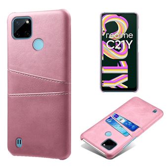 Capa e TPU + PU KSQ anti-riscos com slots de cartão, ouro rosa para Realme C21Y/Realme C25Y - 1