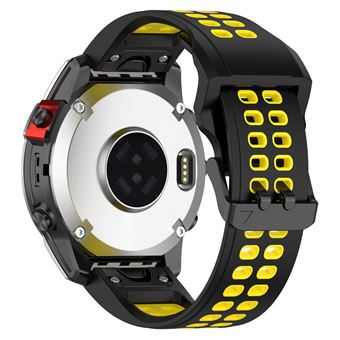Bracelete de Silicone 26 mm, duas cores, liberação rápida com fivela de dois orifícios Magunivers para Garmin Enduro/Fenix 7X/7X Solar/COROS VERTIX 2 - Preto amarelo - 1