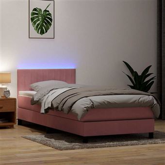Cama com molas/colchão vidaXL |  80x220 cm | veludo rosa - 1