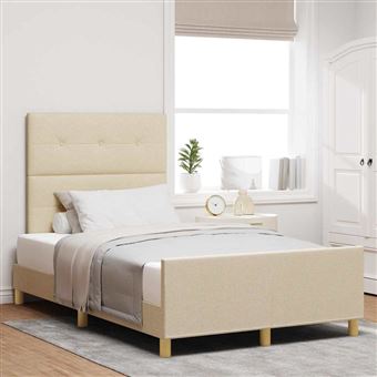 Estrutura da Cama com Cabeceira vidaXL | Creme 120 x 200 cm | tecido - 1