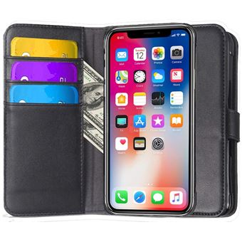 Capa LK em Couro para Apple iphone x / iPhone 10 Tipo de Carteira Preto - 1