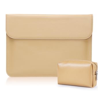 Sleeve Protetora HSMY Couro com Saco do Adaptador AC para New MacBook Pro 15.4 '' A1707/ A1990 - Castanho - 1
