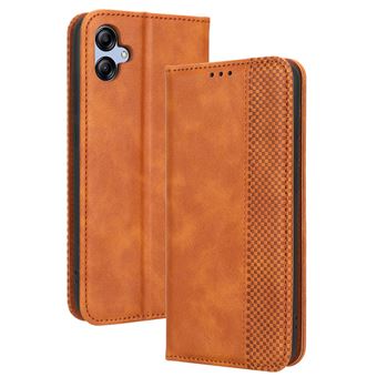 Capa FOXDOCK para Samsung Galaxy A04E | Fecho Magnético | Estampado Vintage | Pele PU | Compartimentos para Cartões | Castanho - 1