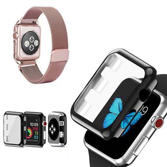Kit Phonecare Bracelete Milanese Loop Fecho Magnético + Capa Anti-Impacto para Apple Watch Series 9 Aluminum - 41mm - Rosa - 1